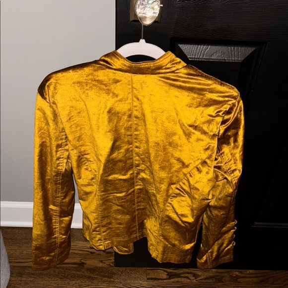 Free People Gold Velvet Military style Blazer size L - Picture 3 of 4